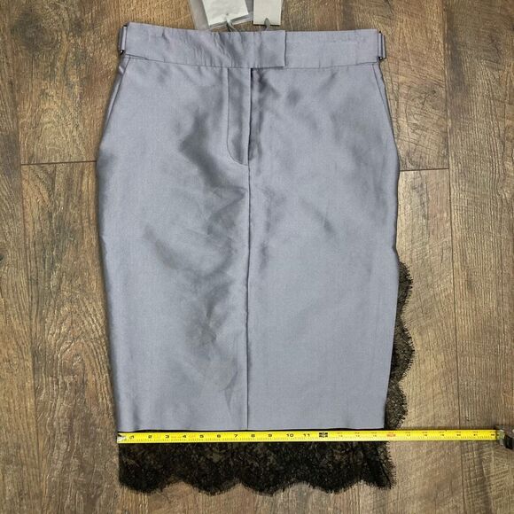 Tom Ford NWT Smoke Black Lace Hem Pencil Side Slit Skirt Cotton Silk IT 38 US 4 - Picture 11 of 15